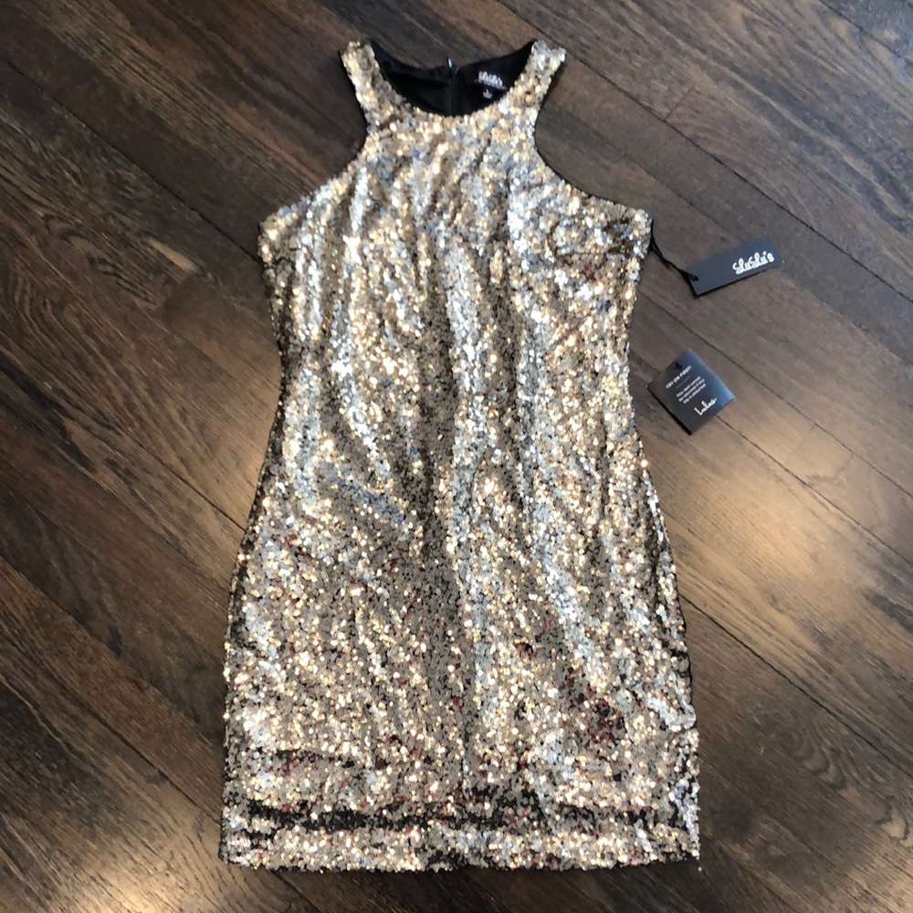 Gold sequin dress